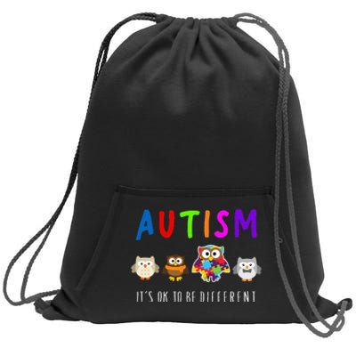 Autism Owl It's Ok to be Different Autism Awareness Sweatshirt Cinch Pack Bag