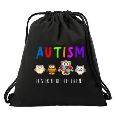 Autism Owl It's Ok to be Different Autism Awareness Drawstring Bag