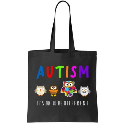 Autism Owl It's Ok to be Different Autism Awareness Tote Bag