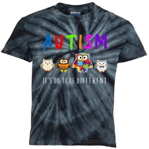 Autism Owl It's Ok to be Different Autism Awareness Kids Tie-Dye T-Shirt