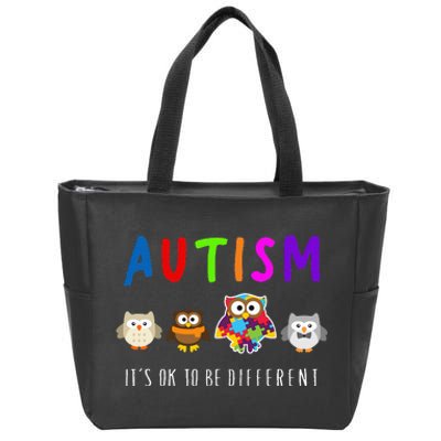 Autism Owl It's Ok to be Different Autism Awareness Zip Tote Bag