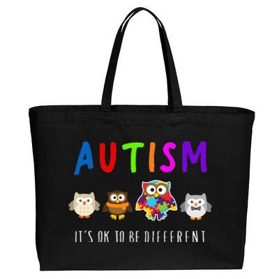 Autism Owl It's Ok to be Different Autism Awareness Cotton Canvas Jumbo Tote