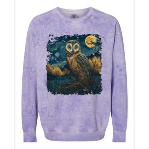 An Owl In The Night Forest Painting Colorblast Crewneck Sweatshirt