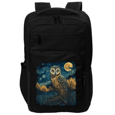 An Owl In The Night Forest Painting Impact Tech Backpack