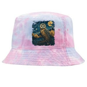 An Owl In The Night Forest Painting Tie-Dyed Bucket Hat