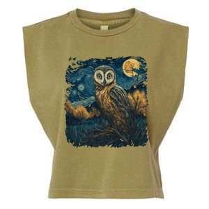 An Owl In The Night Forest Painting Garment-Dyed Women's Muscle Tee