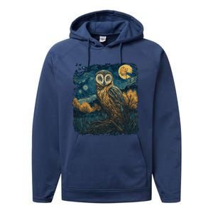 An Owl In The Night Forest Painting Performance Fleece Hoodie