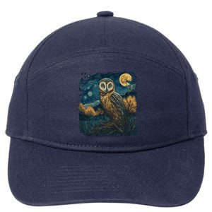 An Owl In The Night Forest Painting 7-Panel Snapback Hat