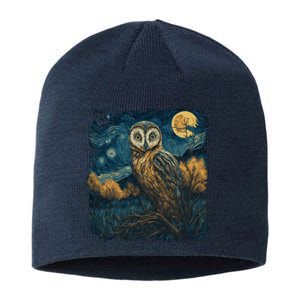 An Owl In The Night Forest Painting Sustainable Beanie