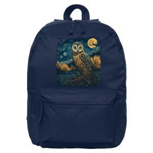 An Owl In The Night Forest Painting 16 in Basic Backpack