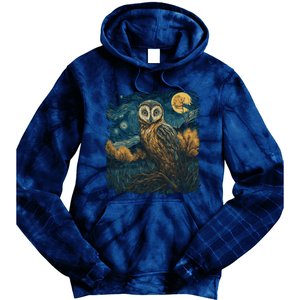 An Owl In The Night Forest Painting Tie Dye Hoodie