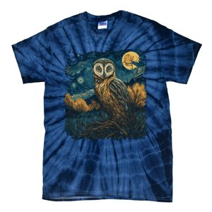 An Owl In The Night Forest Painting Tie-Dye T-Shirt