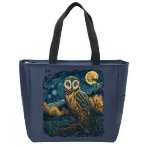 An Owl In The Night Forest Painting Zip Tote Bag