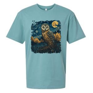 An Owl In The Night Forest Painting Sueded Cloud Jersey T-Shirt