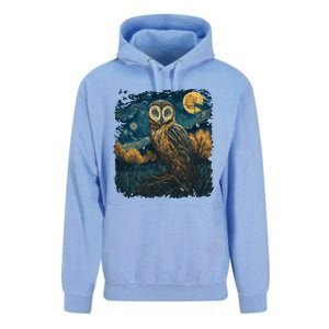 An Owl In The Night Forest Painting Unisex Surf Hoodie