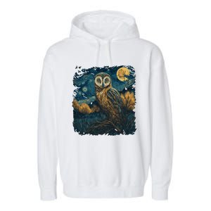 An Owl In The Night Forest Painting Garment-Dyed Fleece Hoodie