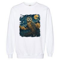 An Owl In The Night Forest Painting Garment-Dyed Sweatshirt