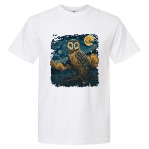 An Owl In The Night Forest Painting Garment-Dyed Heavyweight T-Shirt