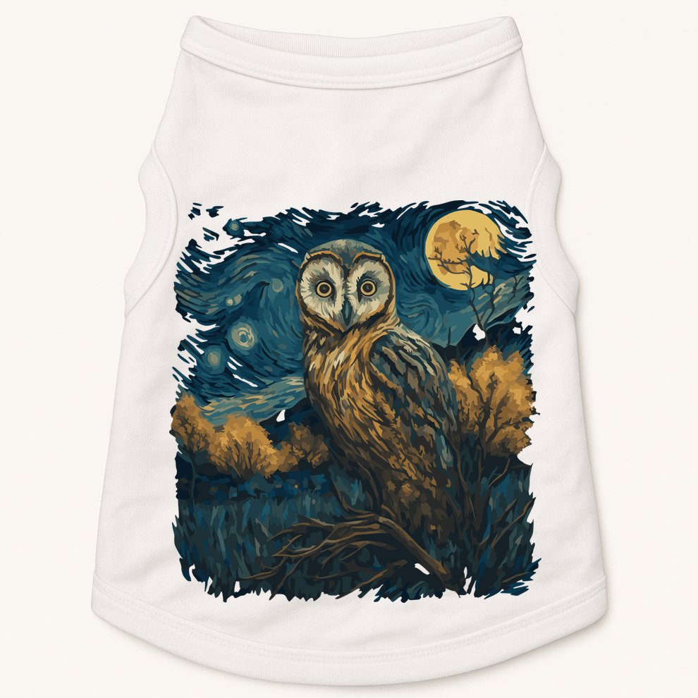 An Owl In The Night Forest Painting Doggie Tank