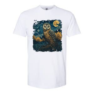 An Owl In The Night Forest Painting Softstyle CVC T-Shirt