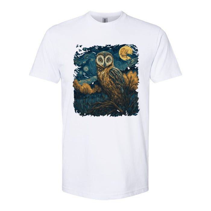 An Owl In The Night Forest Painting Softstyle CVC T-Shirt