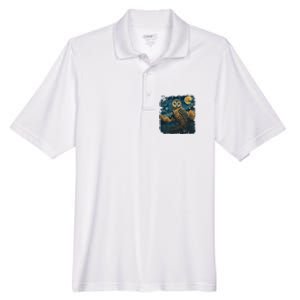 An Owl In The Night Forest Painting Men's Origin Performance Pique Polo