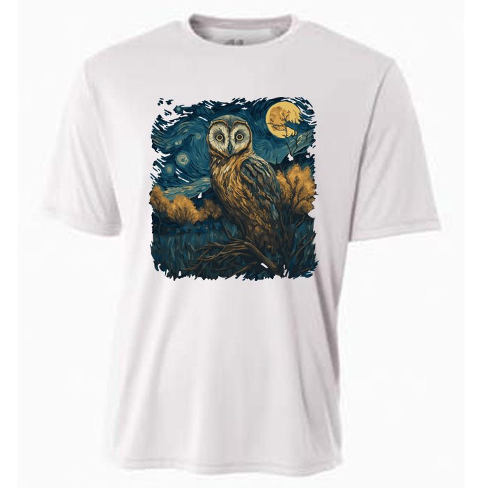 An Owl In The Night Forest Painting Cooling Performance Crew T-Shirt