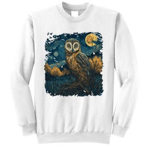 An Owl In The Night Forest Painting Sweatshirt