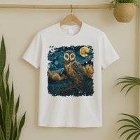An Owl In The Night Forest Painting T-Shirt