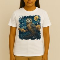 An Owl In The Night Forest Painting T-Shirt