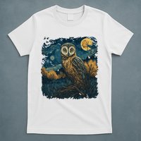 An Owl In The Night Forest Painting T-Shirt