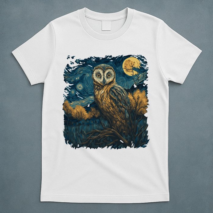 An Owl In The Night Forest Painting T-Shirt