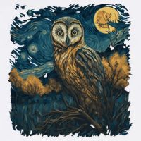 An Owl In The Night Forest Painting T-Shirt