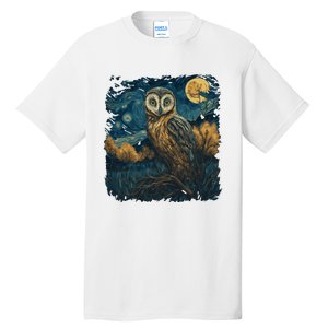 An Owl In The Night Forest Painting Tall T-Shirt