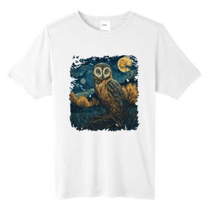 An Owl In The Night Forest Painting Tall Fusion ChromaSoft Performance T-Shirt