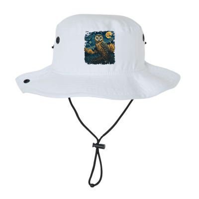 An Owl In The Night Forest Painting Bucket Hat