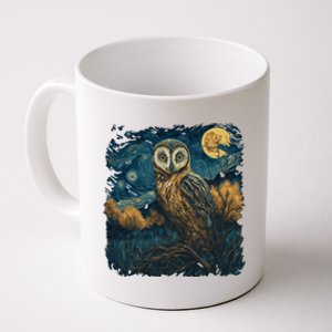 An Owl In The Night Forest Painting Coffee Mug