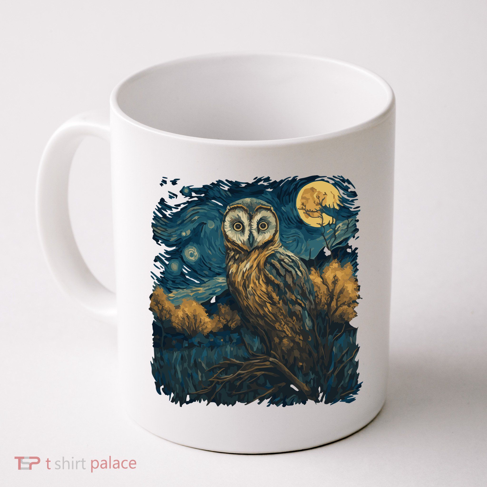 An Owl In The Night Forest Painting Mug
