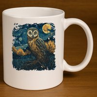 An Owl In The Night Forest Painting 11oz C Handle Ceramic Mug