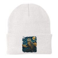 An Owl In The Night Forest Painting Knit Cap Winter Beanie