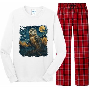 An Owl In The Night Forest Painting Long Sleeve Pajama Set