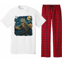 An Owl In The Night Forest Painting Pajama Set