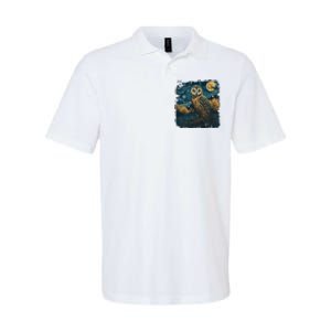 An Owl In The Night Forest Painting Softstyle Adult Sport Polo