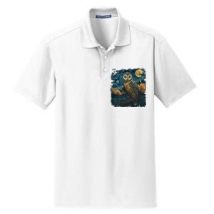 An Owl In The Night Forest Painting Dry Zone Grid Polo