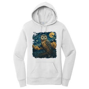 An Owl In The Night Forest Painting Women's Pullover Hoodie