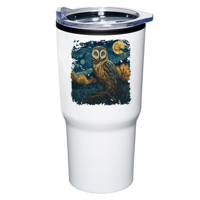 An Owl In The Night Forest Painting Tumbler