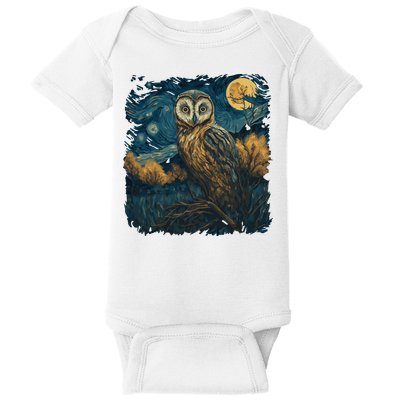 An Owl In The Night Forest Painting Baby Bodysuit