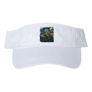 An Owl In The Night Forest Painting Valucap Bio-Washed Visor