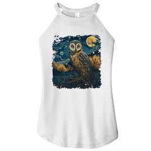 An Owl In The Night Forest Painting Women's Perfect Tri Rocker Tank