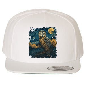 An Owl In The Night Forest Painting Wool Snapback Cap